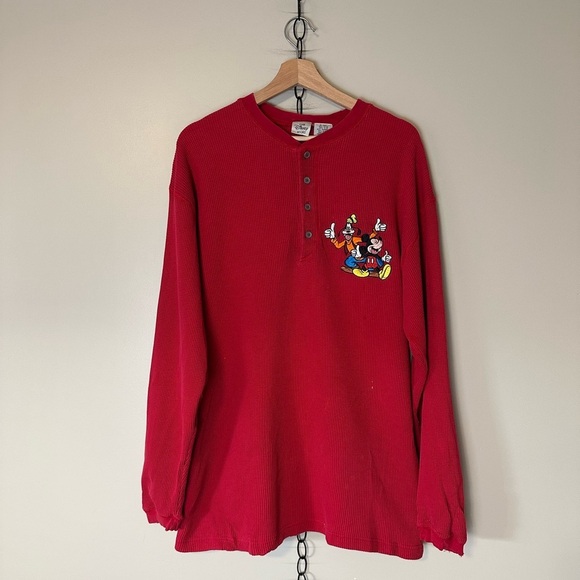 Disney Other - Vintage Disney Thermal Henley Long Sleeve Shirt Large